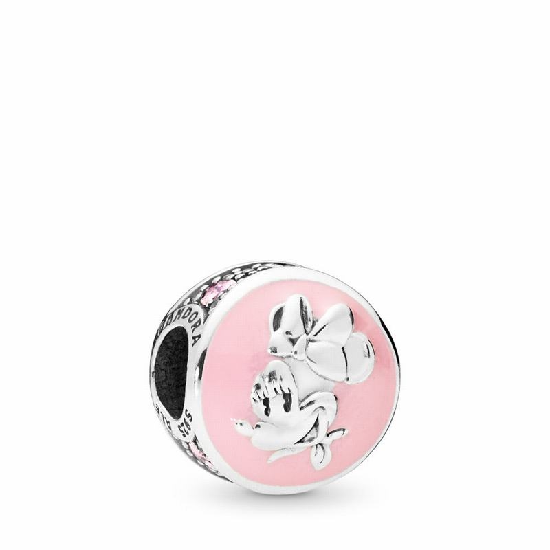 Pandora Disneyr Vintage Minnie Charm - Sterling Silver/Enamel/Pink/Cubic Zirconia - Canada | QN3594Y